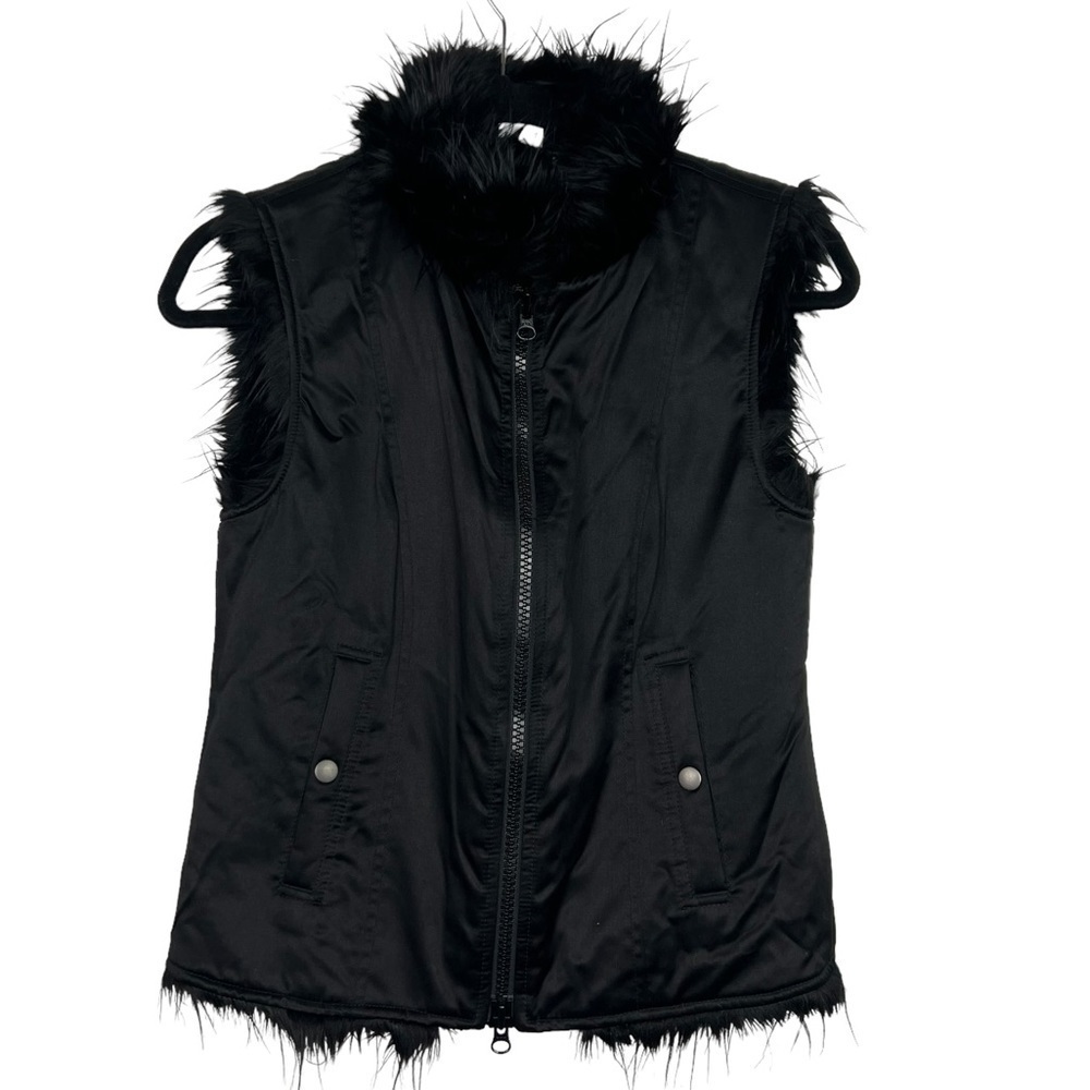 A/X Armani Exchange Black Faux Fur Lined Vest Jacket $158 NWT XS